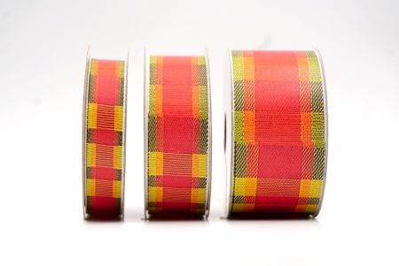 Scharlachrot, Ringelblume und Moos Fröhliches Plaid-Ribbon_AI